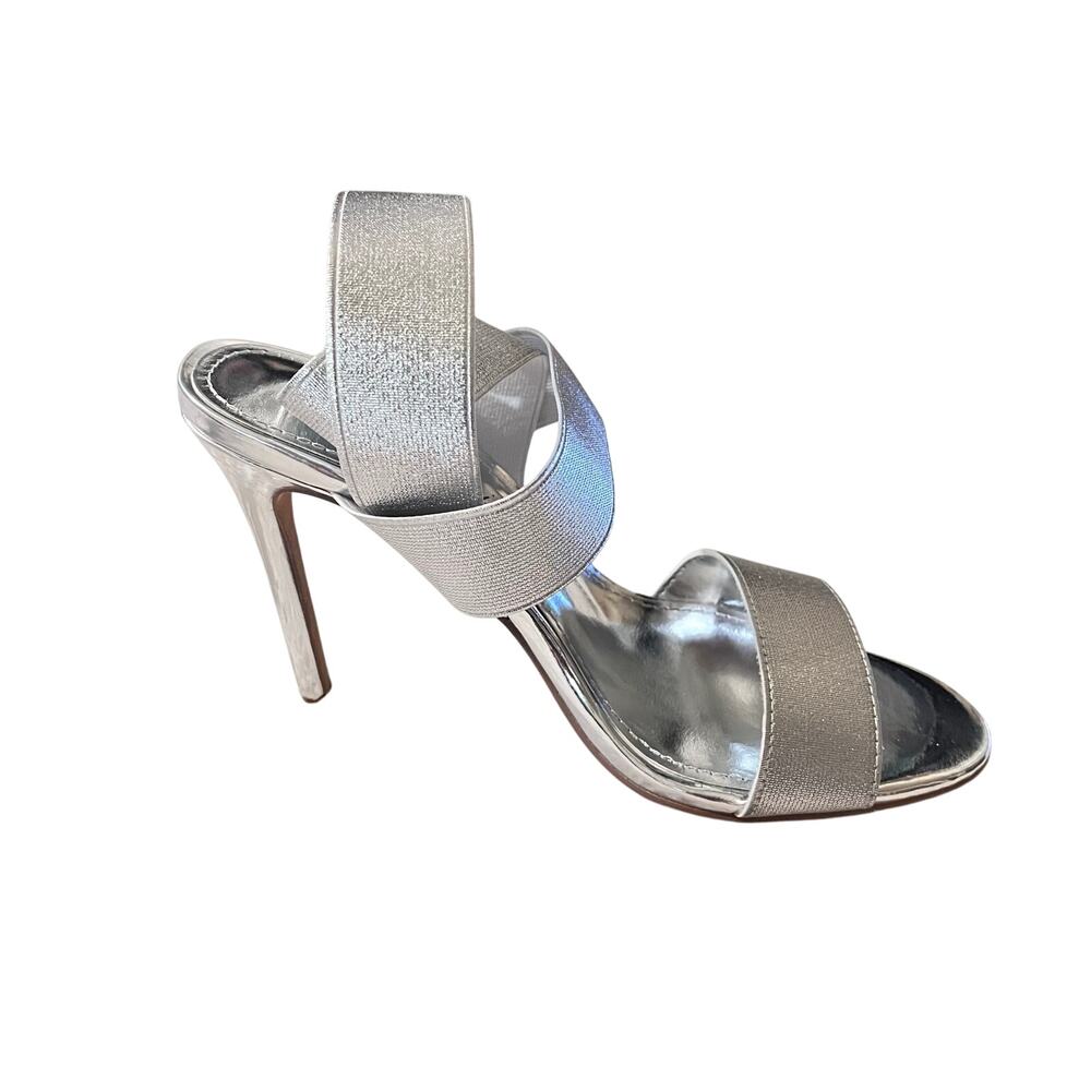 Lauren Lorraine Dallas Silver Strappy Stiletto Heels Sandals Size 6